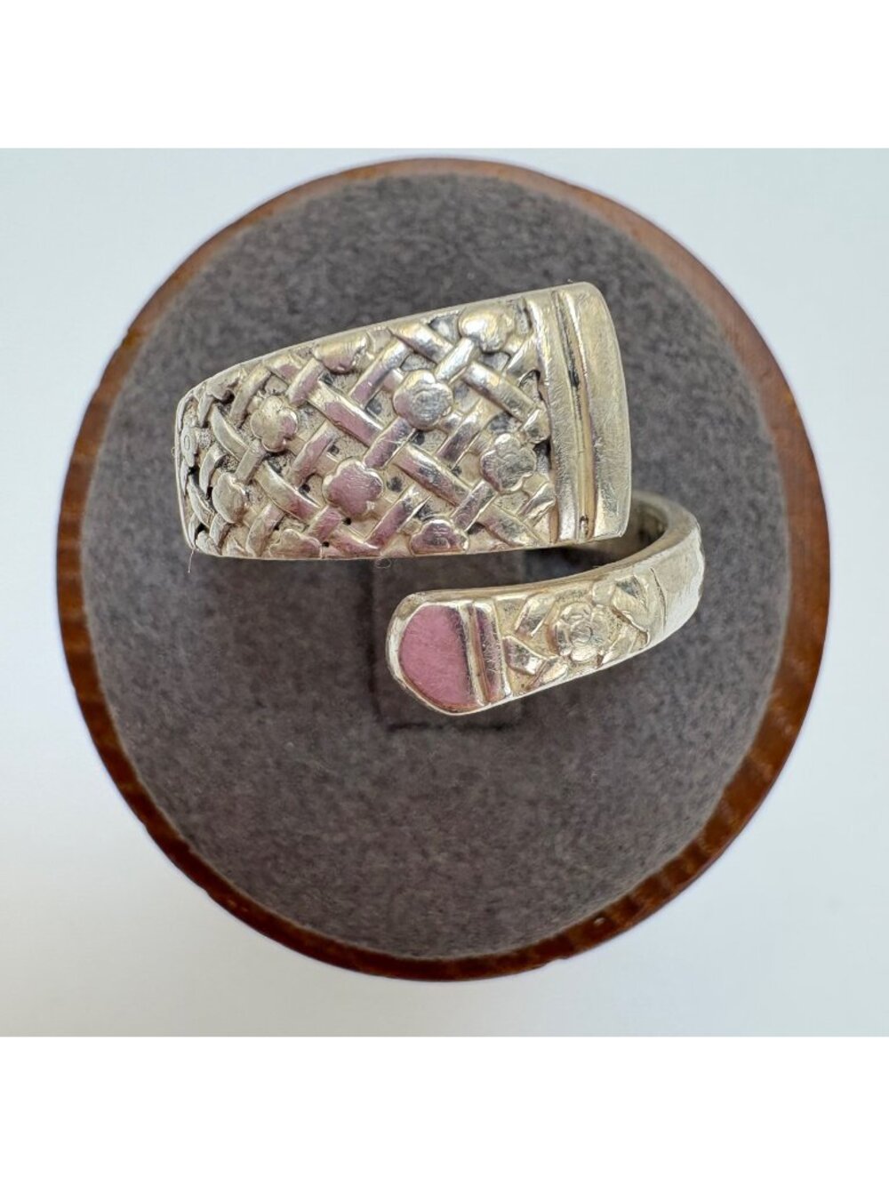 Textured Sterling Silver 925 Bypass Design Band Ring Size 8